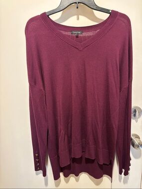 Deep Plum V-Neck Knit Sweater